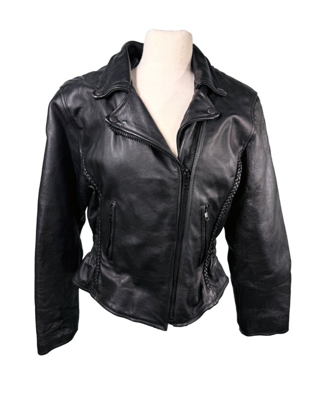 USA Biker's Leather Women's M Black Leather Motorcycle Jacket Thinsulate Liner